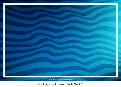 Abstract Bending Line on Colored Background with White Frame for Text, Slogan, Header. Geometric Strokes Curved in Form Waves. Vector Illustration