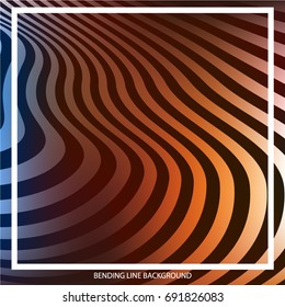 Abstract Bending Line on Colored Background with White Frame for Text, Slogan, Header. Geometric Strokes Curved in Form Waves. Vector Illustration