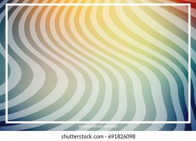 Abstract Bending Line on Colored Background with White Frame for Text, Slogan, Header. Geometric Strokes Curved in Form Waves. Vector Illustration