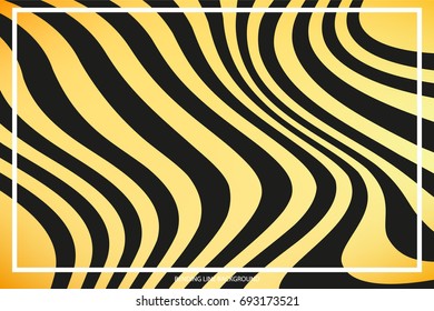 Abstract Bending Line on Colored Background with White Frame for Text, Slogan, Header. Geometric Strokes Curved in Form Waves. Vector Illustration