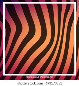 Abstract Bending Line on Colored Background with White Frame for Text, Slogan, Header. Geometric Strokes Curved in Form Waves. Vector Illustration