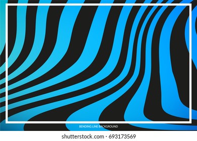 Abstract Bending Line on Colored Background with White Frame for Text, Slogan, Header. Geometric Strokes Curved in Form Waves. Vector Illustration