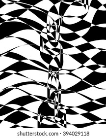 Abstract bent shapes black and white chaotic background