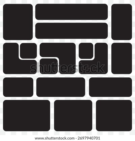 Abstract Bento Grid Shapes for Web and App Design Set of Minimalist Bento Grid Photo Organizer. 4:3 Panel Template On Transparent Background. EPS 10.