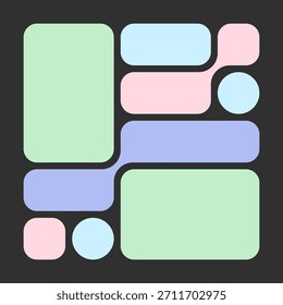 Fondo Abstractas Del Vector De La Rejilla De Bento Con La Burbuja Líquida Y Las Formas Del Metaball. Geometría futurista de moda para diseños creativos, cubiertas y diseño de interfaz de usuario.