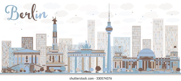 Abstract Berlin skyline with color building. Vector illustration. Business and tourism concept with historic buildings. Image for presentation, banner, placard and web site