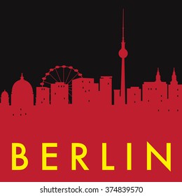 Abstract Berlin skyline, with landmark buildings, vector illustration