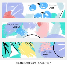 Abstract berries with rough blue purple banner set.Hand drawn textures creative abstract design. Website header social media advertisement sale brochure templates. Isolated on layer