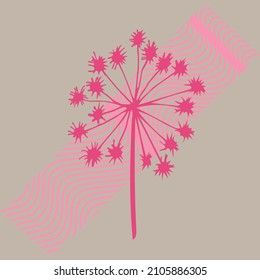 Abstract berry doodle branch for design, beautiful vector illustration on a a medium ight shade of brown background. 