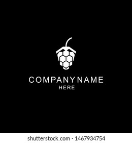 Abstract berry, grape, honeycombs, hops on a black background, cosmetic logo templates