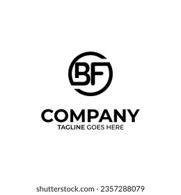 Abstract BF letter simple style logo design vector template