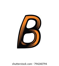 Abstract bicolor alphabet. Dynamic oblique letter. Decorative font. Vector design element for your art. Letter B