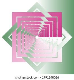 Abstract bicolor pattern element with green and pink gradient fill.