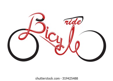 abstract bicycle illustration with form the text