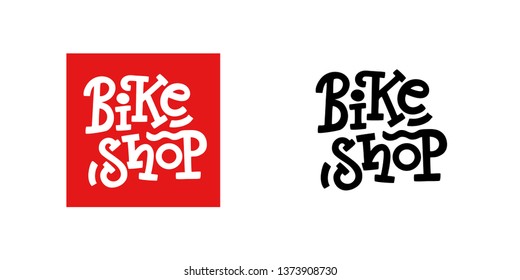 Abstract bicycle logo template. Bike Shop Corporate branding identity. On red and white background. 