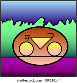 Abstract bicycle on the road, with gradient