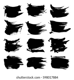 Abstract big black strokes big set  isolated on a white background