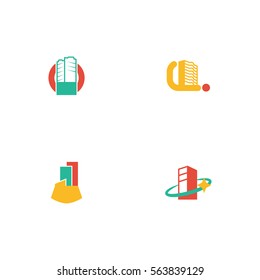 Abstract Big Building Logo Vector Element Set