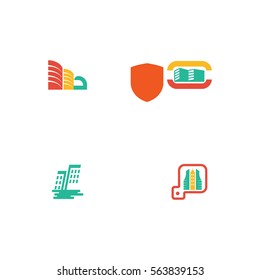 Abstract Big Building Logo Vector Element Set
