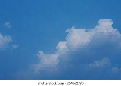Abstract Big Clouds And Blue Sky Geometric Triangular Low Poly. Vector Illustration
