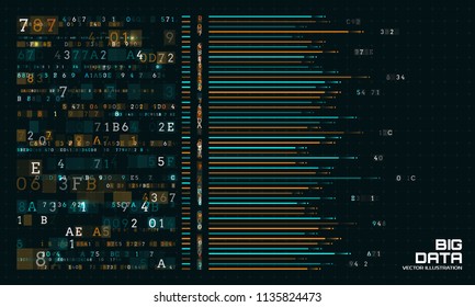 Abstract Big Data algorithms visualization. Sorting information and machine learning algorithms. Vector illustration.