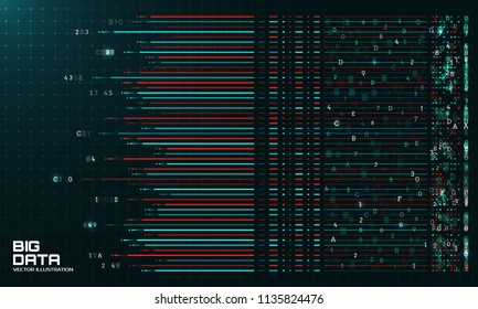 Abstract Big Data algorithms visualization. Sorting information and machine learning algorithms. Vector illustration.