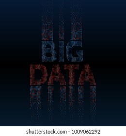 Abstract big data background with binary code. Machine learning algorithm visualization. Data sorting vector illustration.