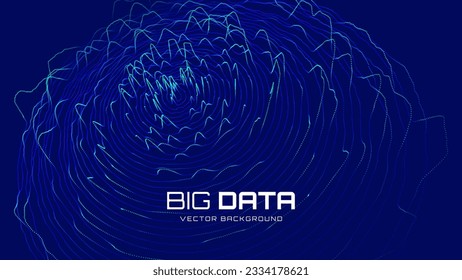 Abstract Big Data Digital Circles of Particles with Noise. Futuristic Circular Sound Wave. Big Data Visualization. 3D Virtual Space VR Cyberspace. Crypto Currency Concept. Vector Illustration.