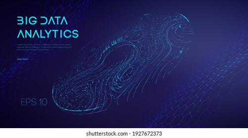 Abstract Big Data Flow Background. Software code agile industrial internet backdrop. Industry cyber complex big data sound visulization.