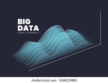 Abstract Big Data Illustration. Vector Abstract Colorful Big Data Information Sorting Visualization. Social Network, Financial Analysis Of Complex Databases. Intricate Data Graphic 