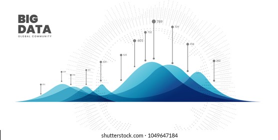 Abstract big data illustration. Vector abstract colorful big data information sorting visualization. Social network, financial analysis of complex databases. Intricate data graphic 