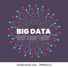 Abstract big data illustration. Vector abstract colorful big data information sorting visualization. Social network, financial analysis of complex databases. Intricate data graphic 