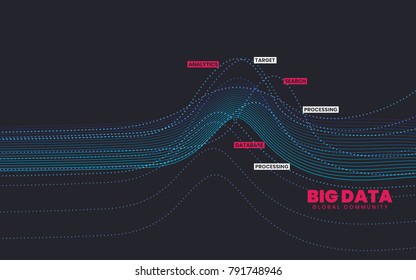 Abstract Big Data Illustration. Vector Abstract Colorful Big Data Information Sorting Visualization. Social Network, Financial Analysis Of Complex Databases. Intricate Data Graphic 