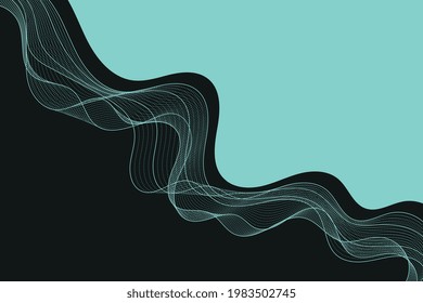 Abstract big data material flowing motion particle waves in trendy cyberspace thematic. Decorative dynamic pointed background for web, graphic design in futuristic style with science technology vibes.