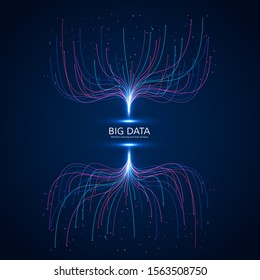 Abstract Big Data Visual Concept. Machine Learning and Data Analysis. Digital Technology Visualization. Dot and Connection Lines Data Flow and Processing Information. Vector