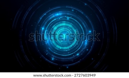 Abstract big data visualization. Blue light circles with sparks. Graphic concept for design