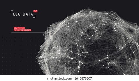 Abstract big data visualization. Cluster analysis. Cloud data storage representation. Distributed network. Social media graph.  