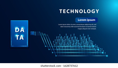 Abstract big data visualization. The concept of uploading big data. Vector illustration.