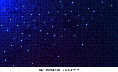 Abstract big data visualization concept with connecting dots and lines. Glowing particle for digital technology design background. Vector illustration.