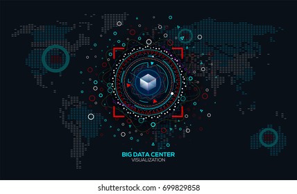 Abstract Big data visualization with diagram and dot map, analysis of Information.