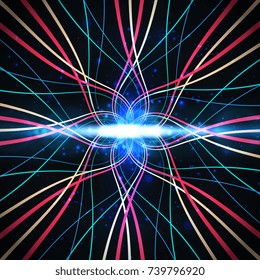 Abstract big data visualization. Lines connection complex. Stream of encoded data. Graphic concept for your design
