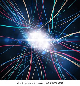 Abstract big data visualization. Lines connection complex. Stream of encoded data. Graphic concept for your design.