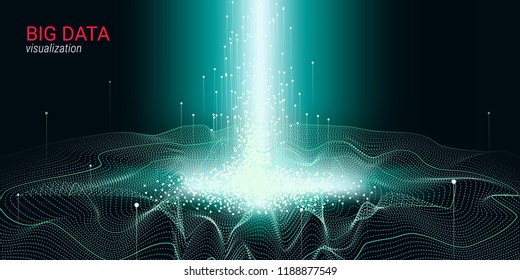 Abstract Big Data Visualization. Wave Glow Circle with Motion of Dots. 3d Futuristic Background for Science Slide or Visual Information. Cosmic Light. Technology Concept of Big Data Visualization.