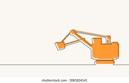 Abstract big excavator thin line style icon.