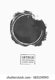 Abstract big gray grunge circle on white background. Sealed with decorative red stamp. Stylized symbol of Japan. Vector illustration