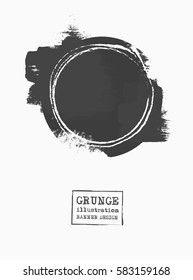 Abstract big gray grunge circle on white background. Sealed with decorative red stamp. Stylized symbol of Japan. Vector illustration
