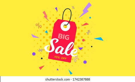 Abstract big sale banner. Vector hanging tag. Template for special offer design.
