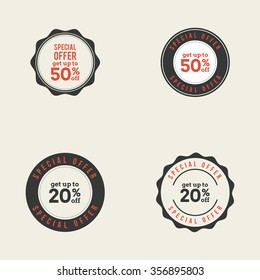 Abstract big sale labels on a white background