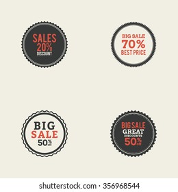 Abstract big sale labels on a white background