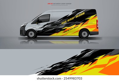 Abstract big van wrap car wrap livery design foe universal medium van vector eps10 ready print printable file